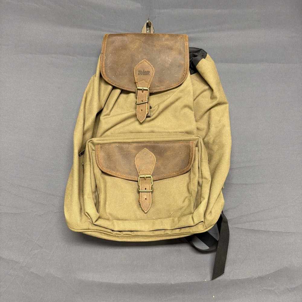 Trager vintage canvas and leather rucksack